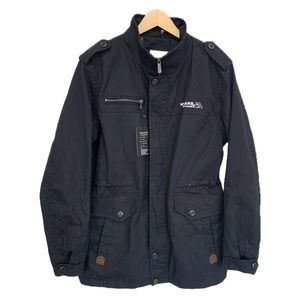 Pologize Military Jacket Mens Size Small Black Cotton Twill Anorak Utility NWT